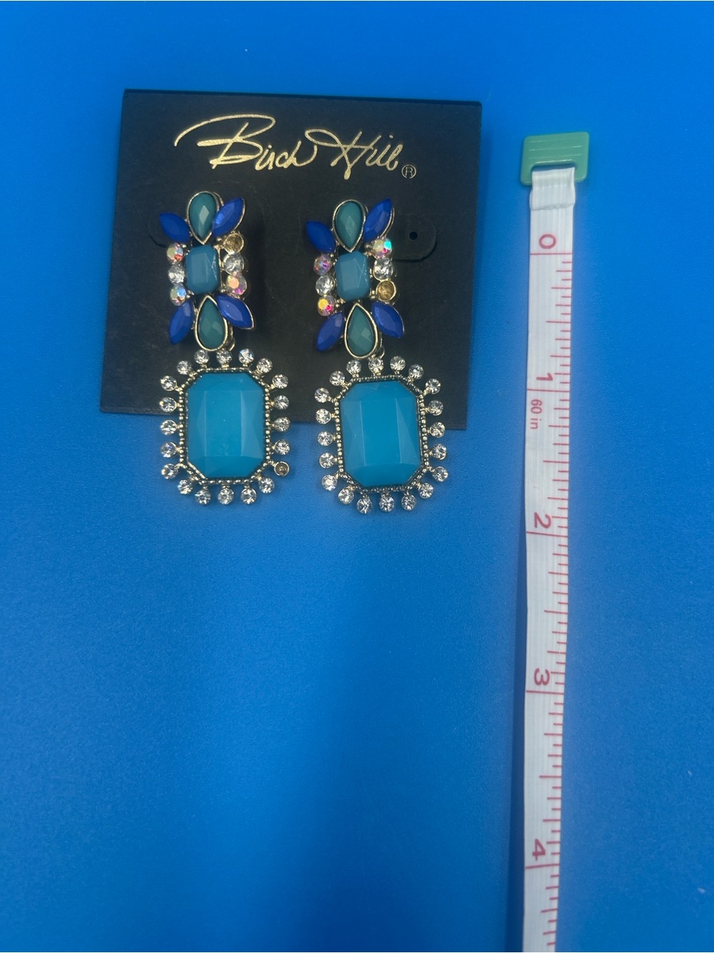 Birch Hill Turquoise Blue Crystal Drop Earrings - Picture 2 of 2